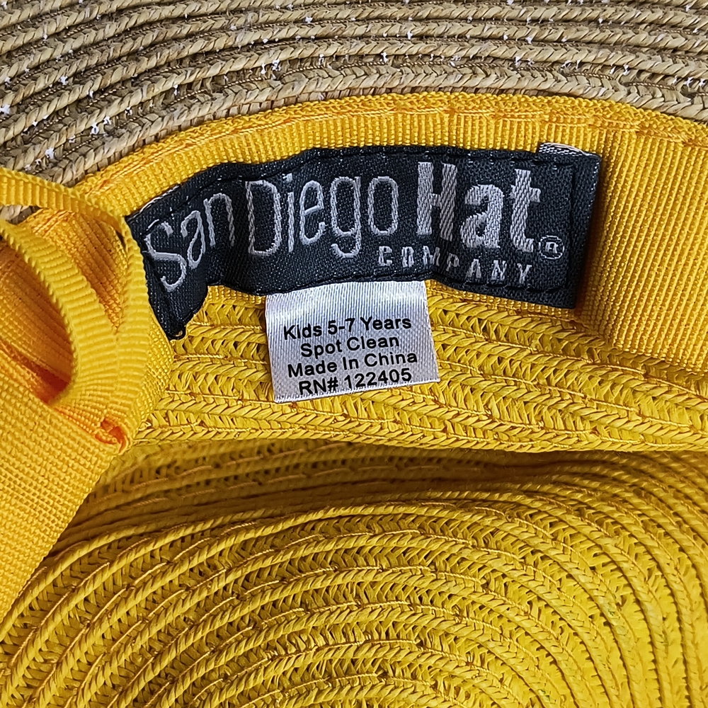 San Diego Hat Company Yellow and White Daisy Sun Paper Straw Hat Kids 5-7 - Picture 8 of 9